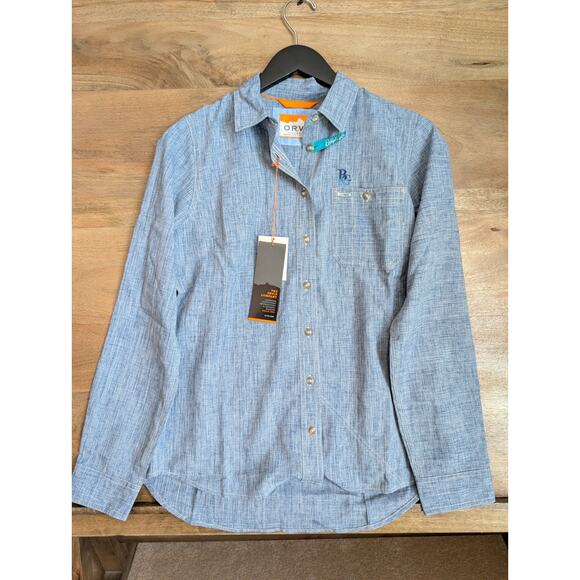 Orvis Tops - Orvis Work Shirt Women's S Blue Tech Chambray Outdoor Performance Button-Up NWT